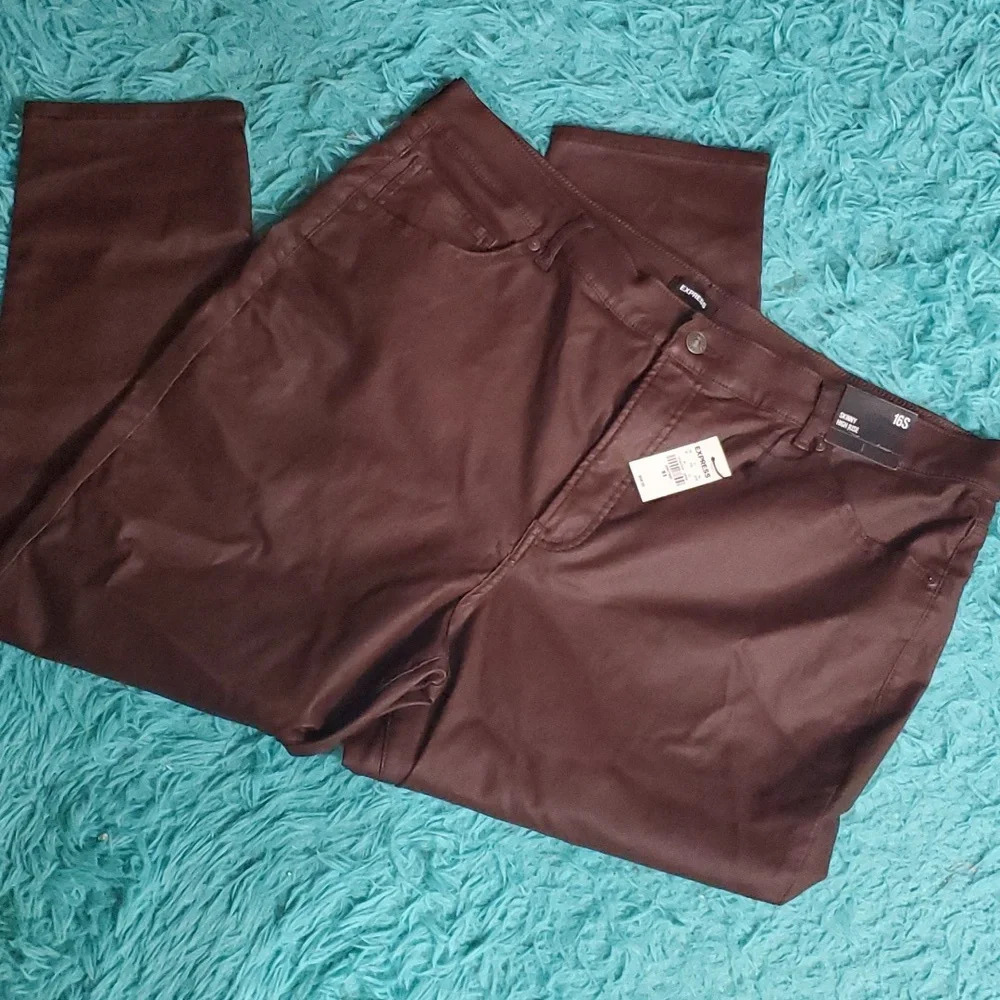 Express Faux Leather Brown Skinny Pants Short